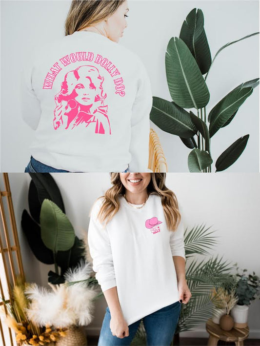 "Living Like Dolly/ What Would Dolly do?" (Front & Back Design) - Unisex Heavy Blend™ Crewneck Sweatshirt