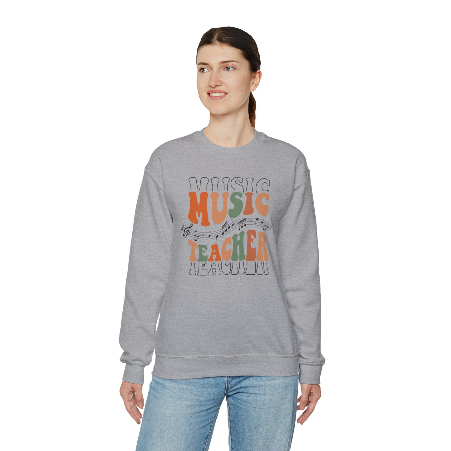 Music Teacher Multi-Line Heavyweight Crewneck Sweatshirt