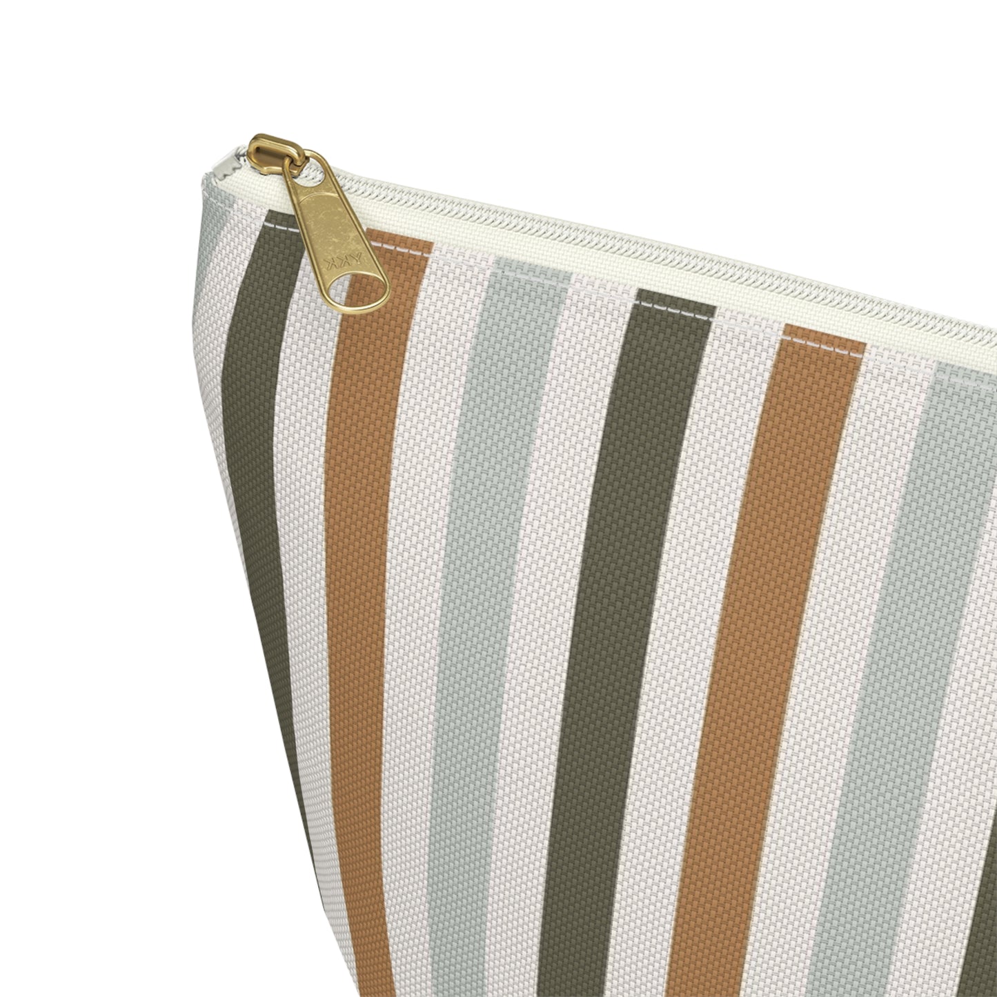 Fall Retro Brown Striped Print Design  Accessory Pouch w T-bottom