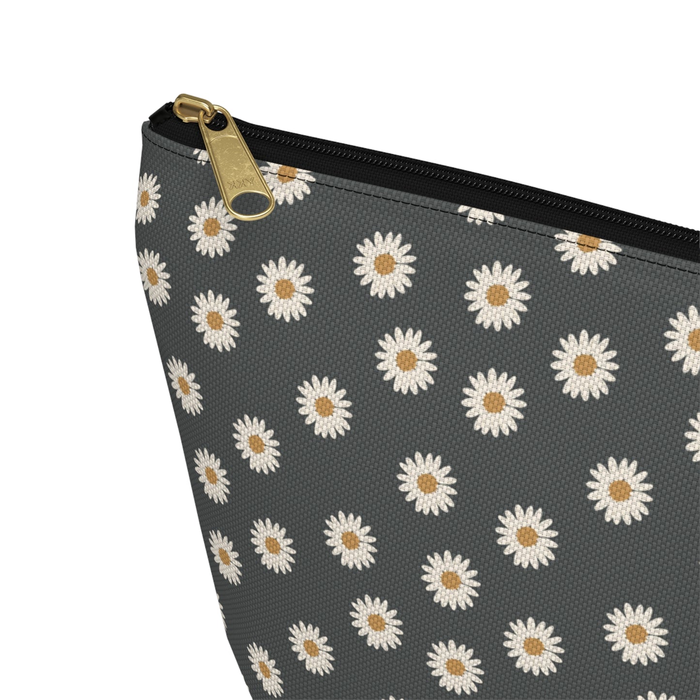Boho White Daisy Design Accessory Pouch w T-bottom