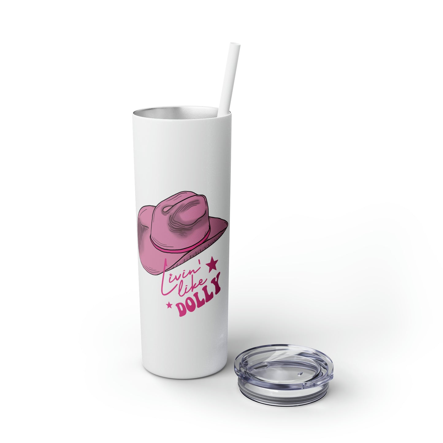Living Like Dolly Skinny Tumbler with Straw, 20oz