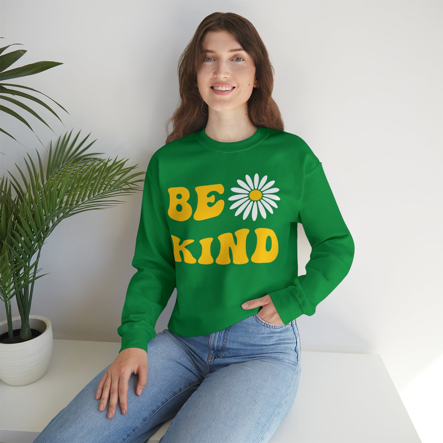Be Kind Yellow Sunflower Unisex Heavy Blend™ Crewneck Sweatshirt
