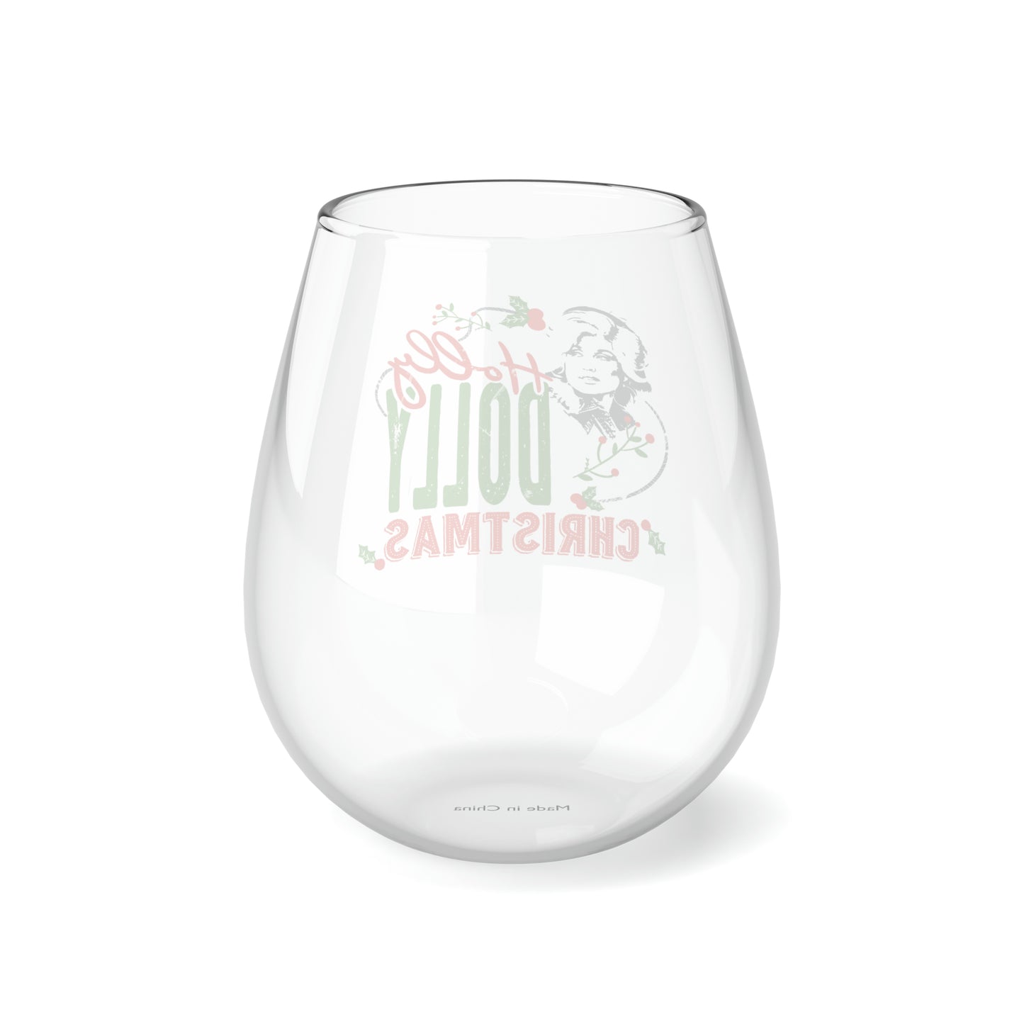 Holly Dolly Christmas Stemless Wine/ Glass, 11.75oz
