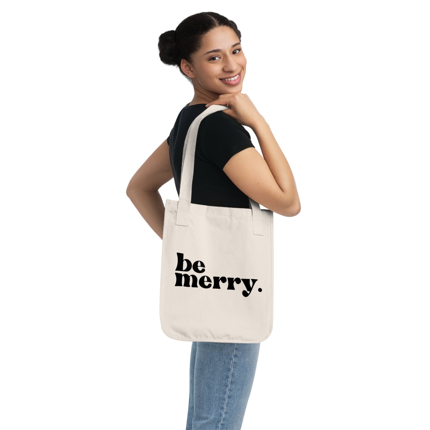 be merry Christmas/ Holiday Canvas Tote Bag