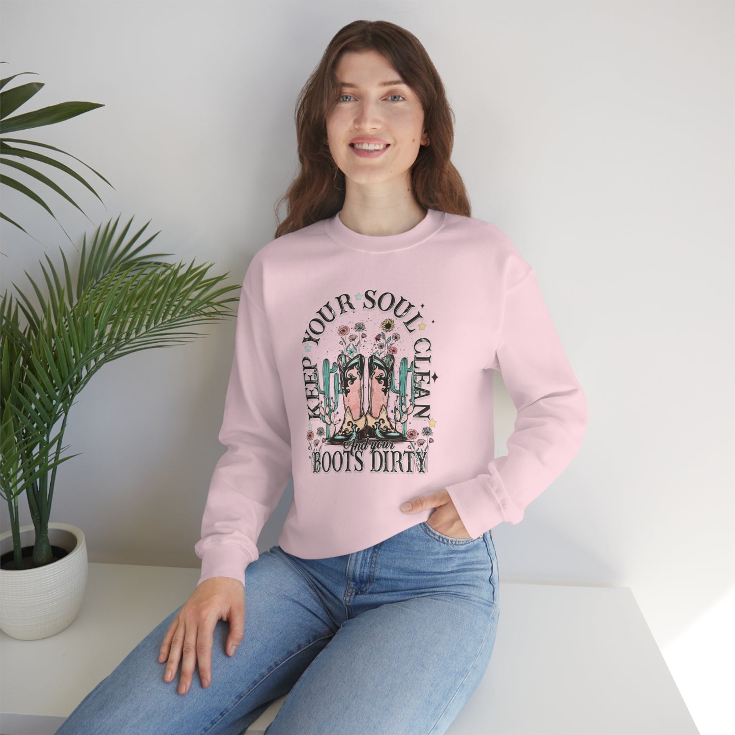 "Keep Your Soul Clean and Your Boots Dirty" - Unisex Heavy Blend™ Crewneck Sweatshirt