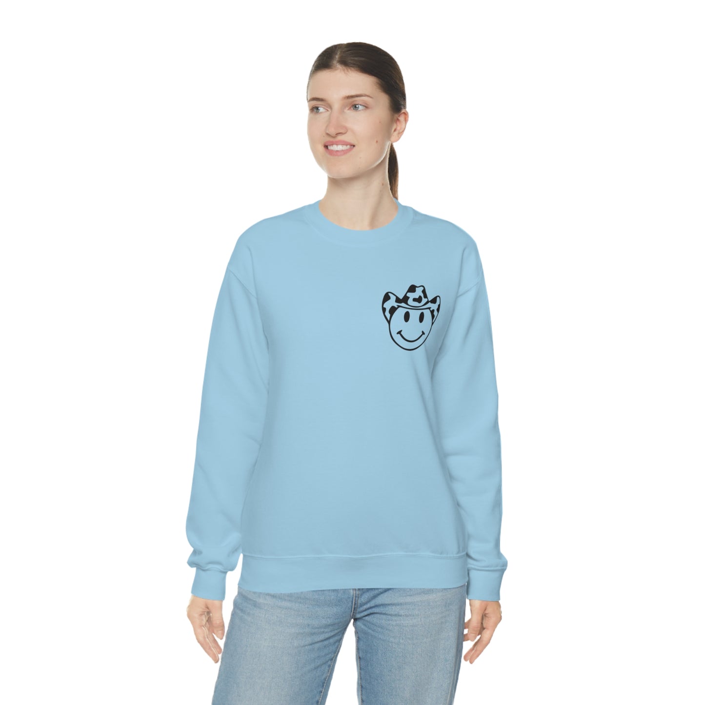 "Smiley Face HOWDY" (Front and Back Design) - Unisex Heavy Blend™ Crewneck Sweatshirt