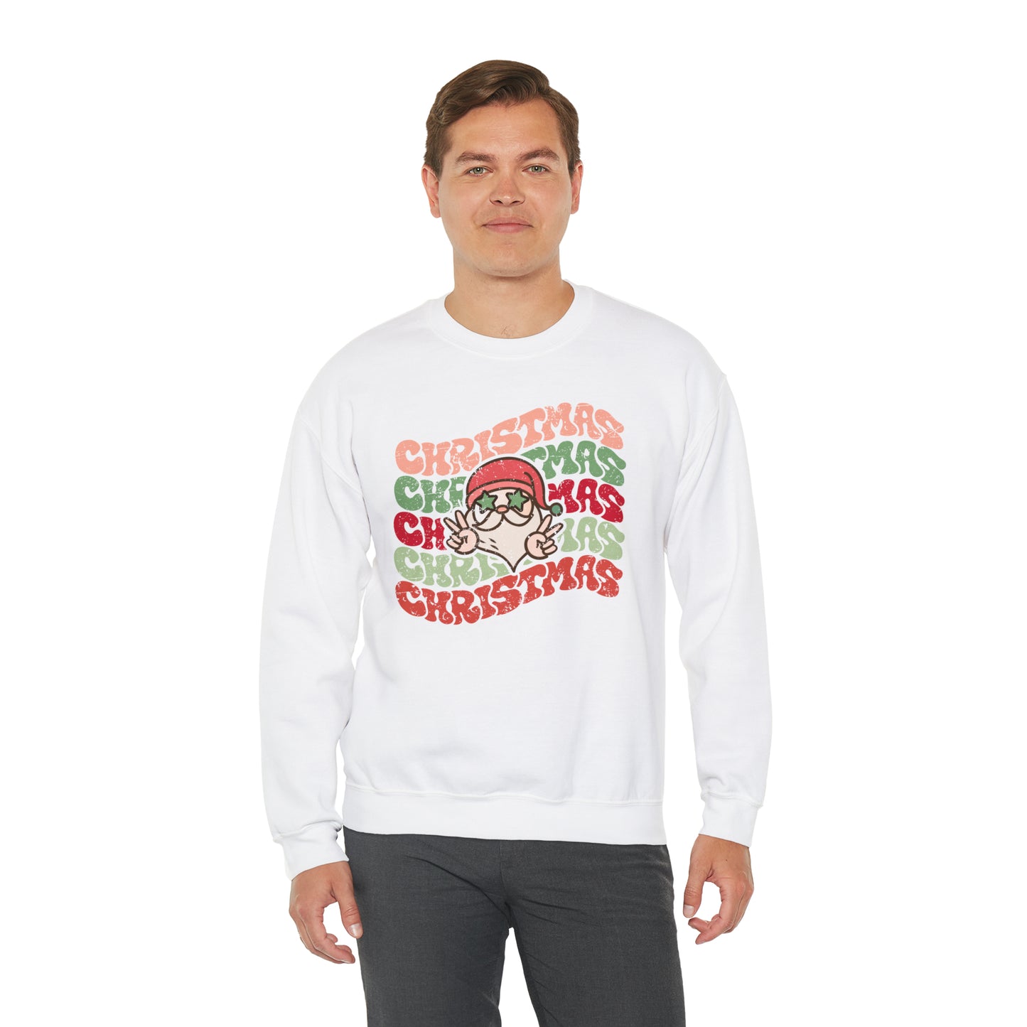 Distressed Christmas Christmas Christmas Christmas Santa Claus Unisex Heavy Blend™ Crewneck Sweatshirt