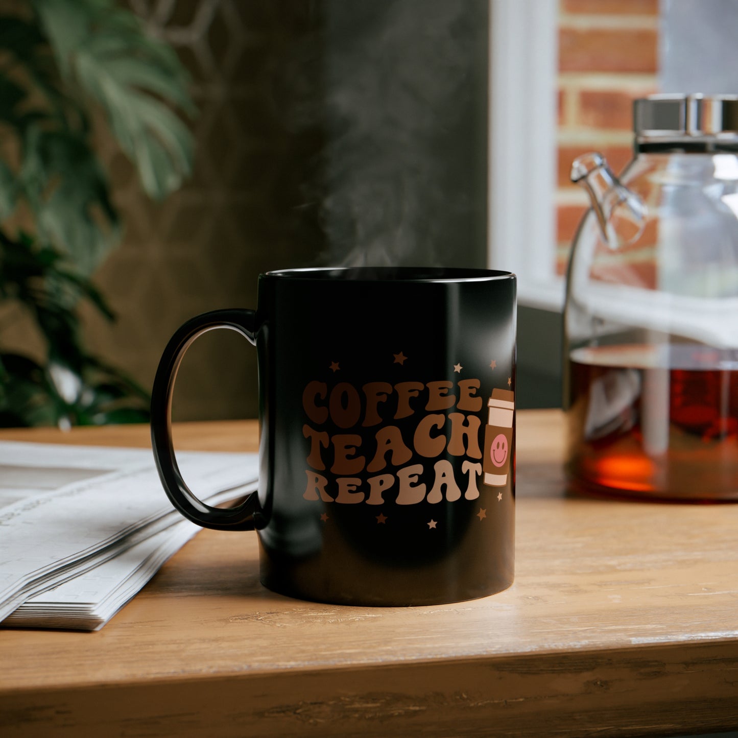 Coffee Teach Repeat Christmas 11oz Black Mug