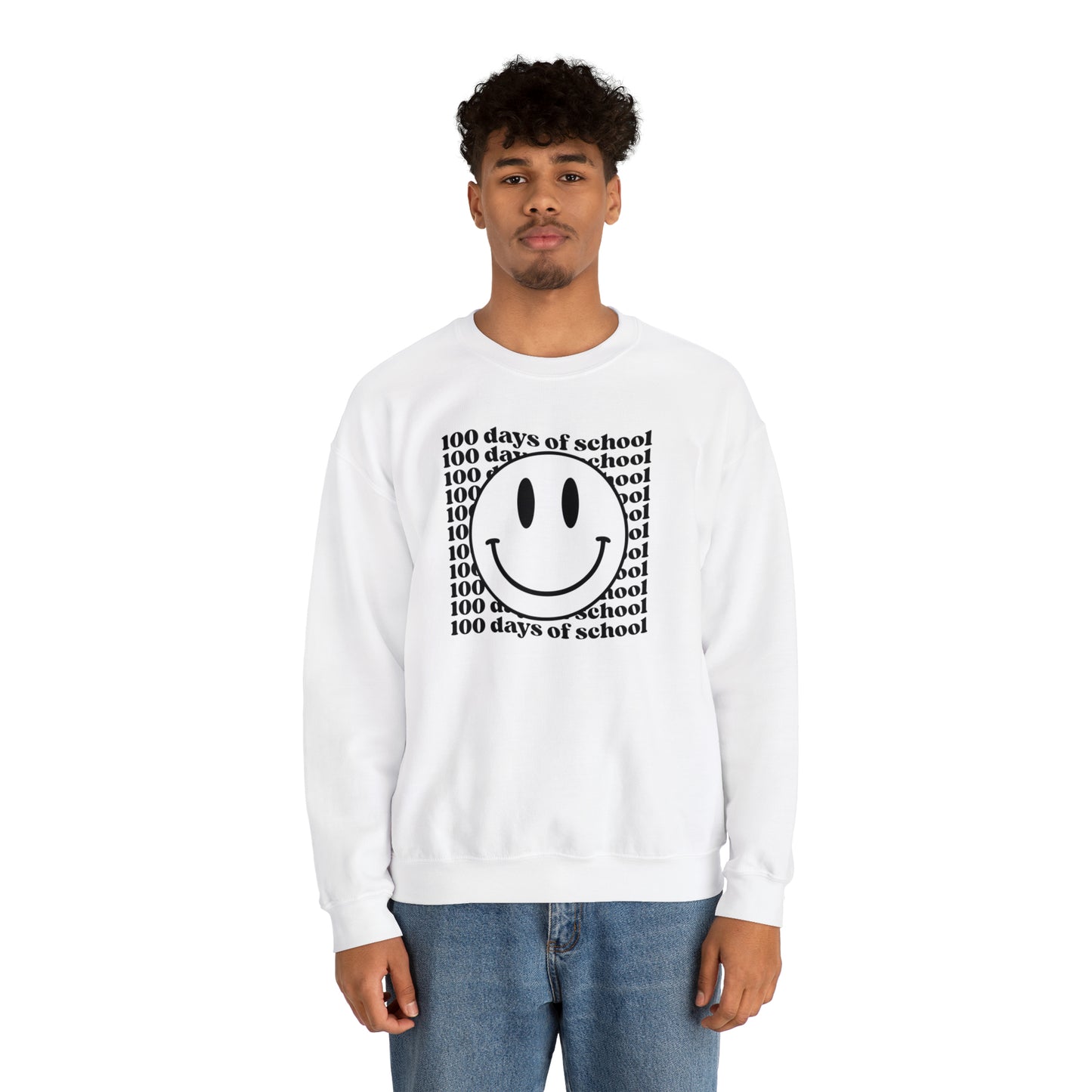 100 Days of School Smiley Face Heavyweight Crewneck Sweatshirt