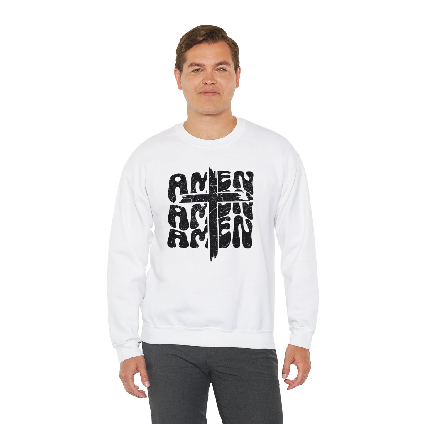 Amen Amen Amen with Cross Design Heavy Blend™ Crewneck Sweatshirt