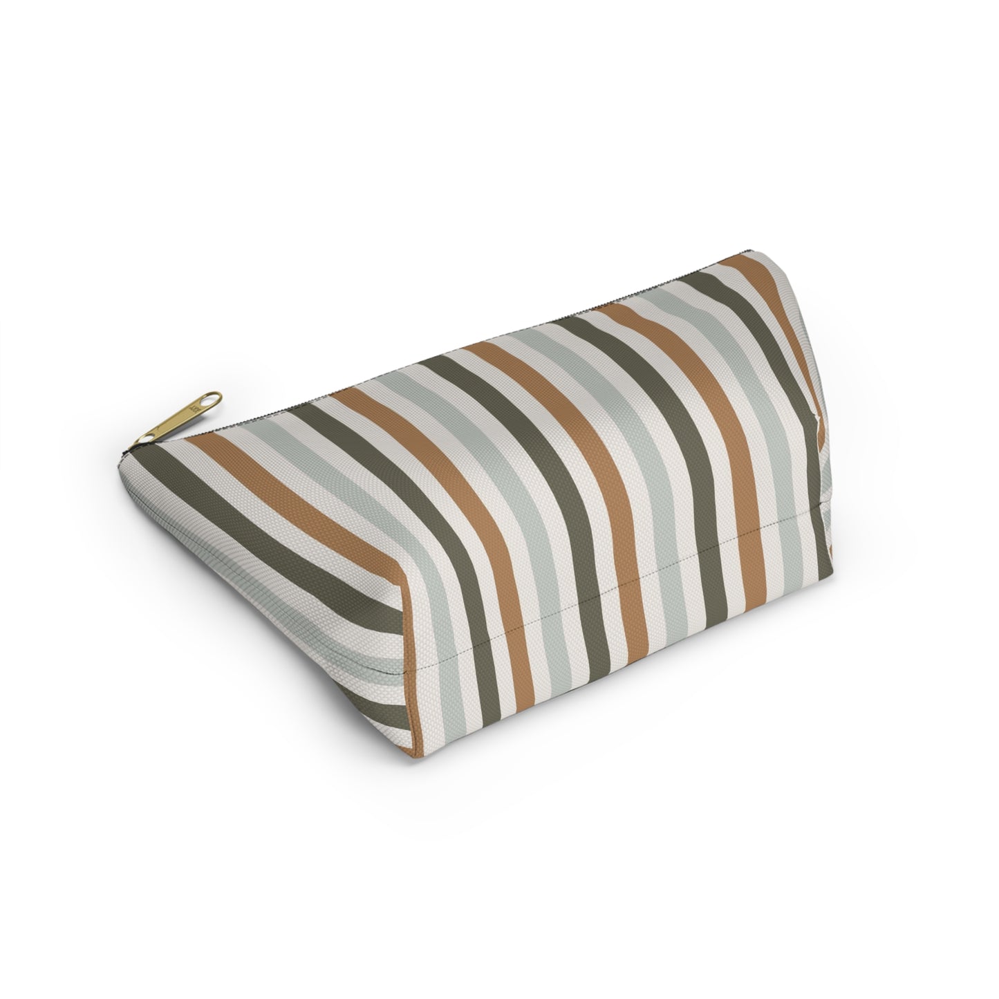 Fall Retro Brown Striped Print Design  Accessory Pouch w T-bottom