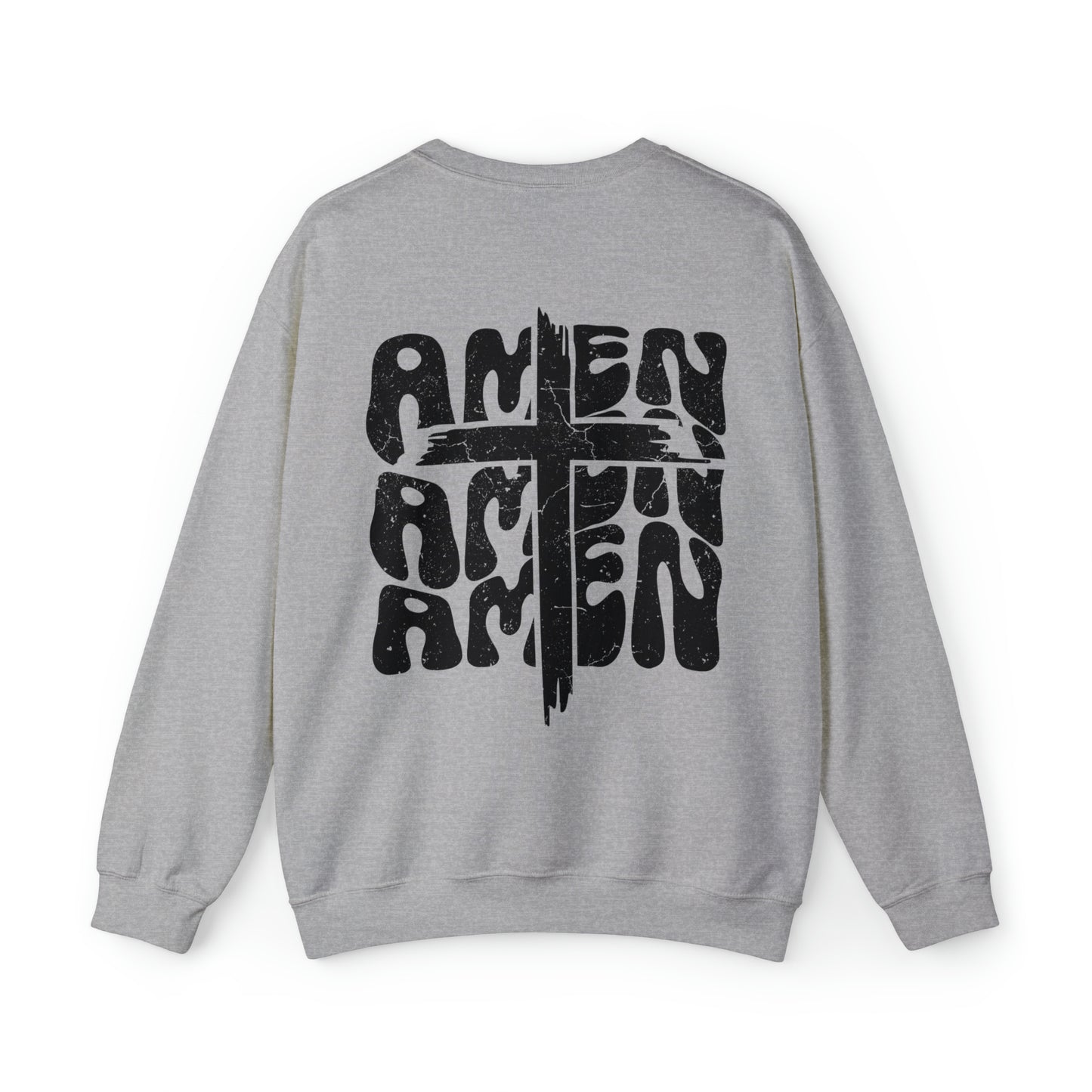 Amen Amen Amen with Cross Front and Back Design Heavy Blend™ Crewneck Sweatshirt