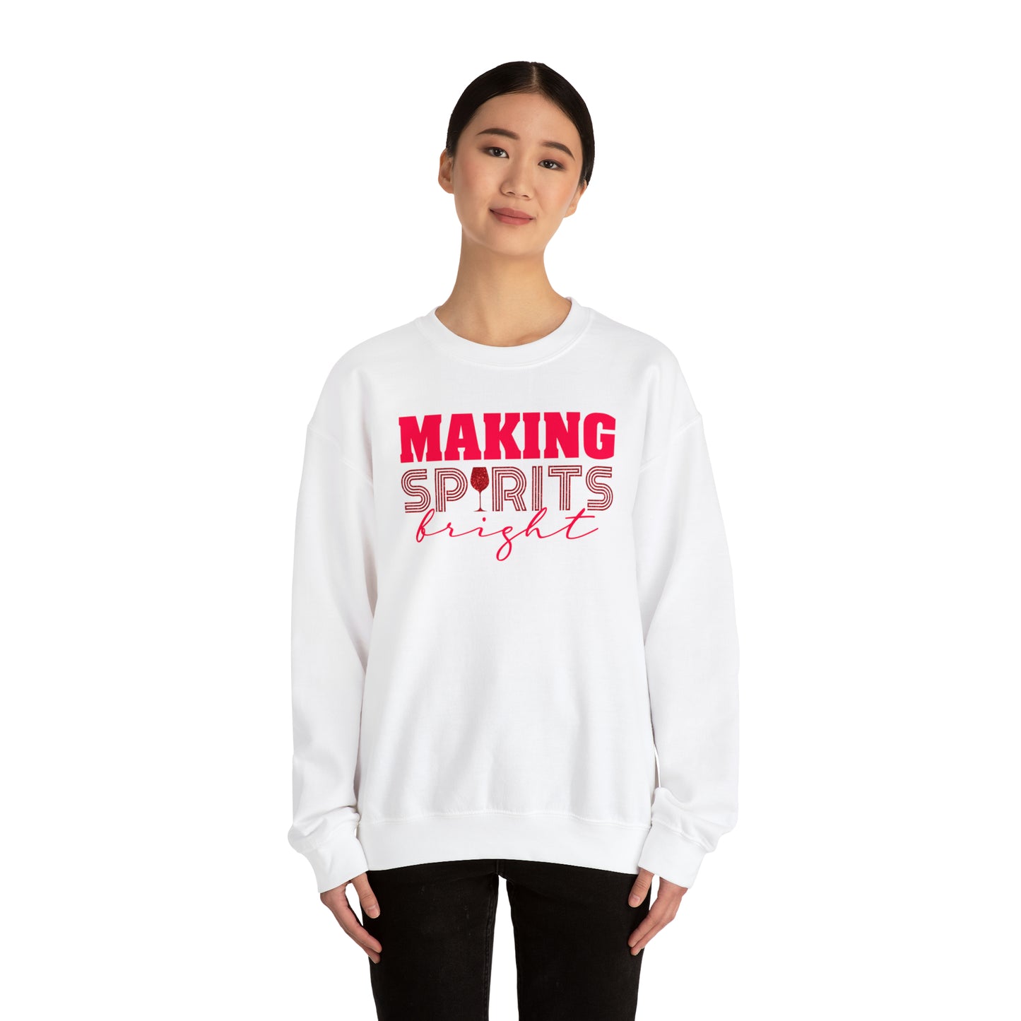 Making SPIRITS Bright Christmas Holiday Drink Up Unisex Heavy Blend™ Crewneck Sweatshirt