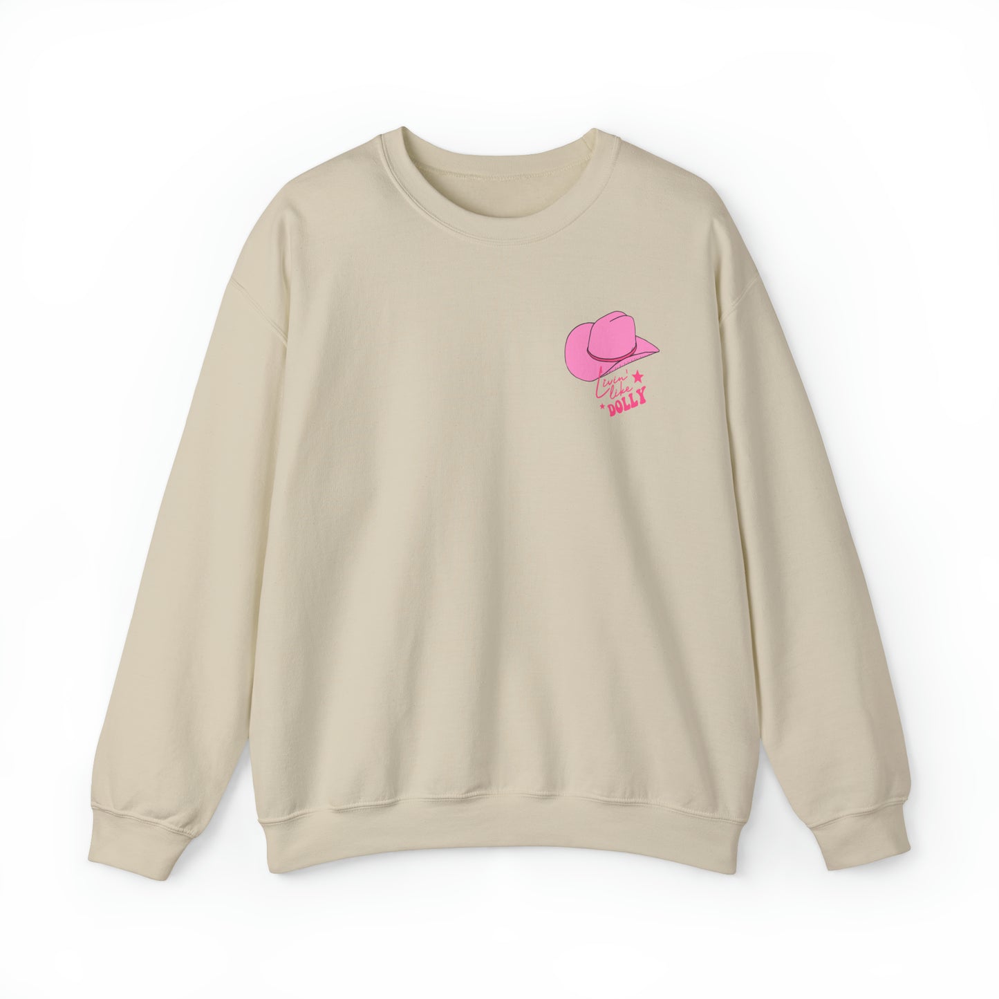 "Living Like Dolly/ What Would Dolly do?" (Front & Back Design) - Unisex Heavy Blend™ Crewneck Sweatshirt