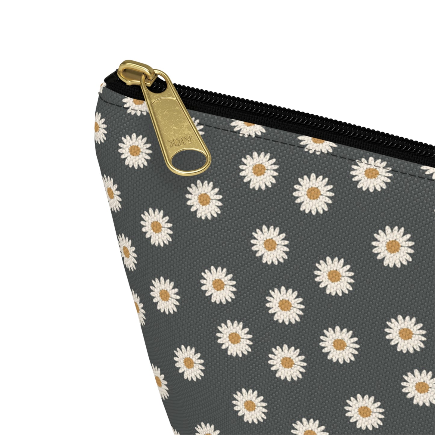 Boho White Daisy Design Accessory Pouch w T-bottom