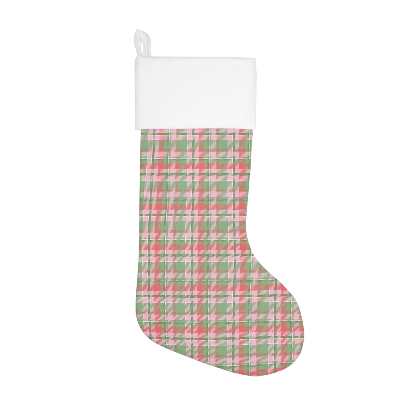 Pink Plaid Holiday Stocking