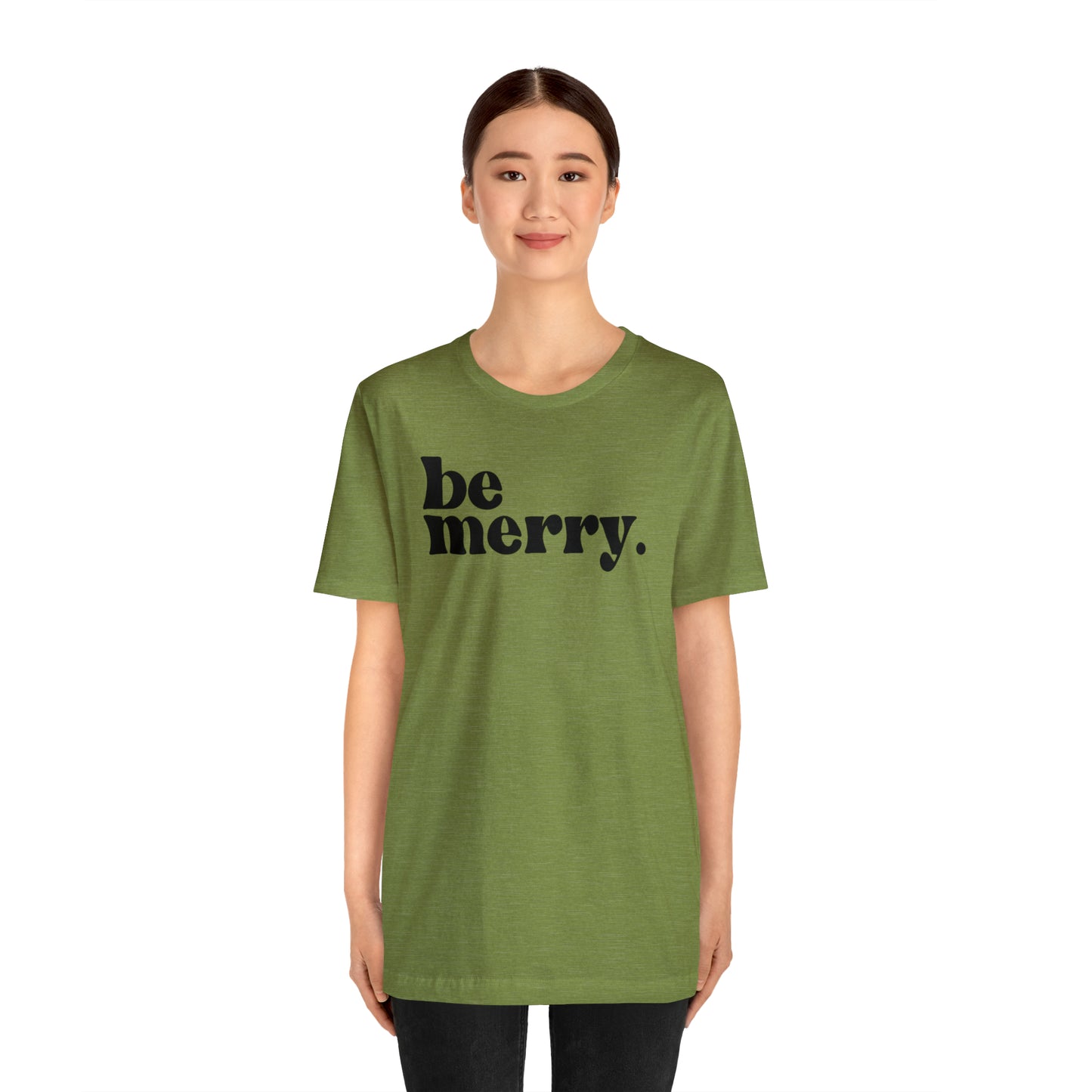 Be Merry Christmas/ Holiday Bella Jersey Short Sleeve Tee (Unisex)
