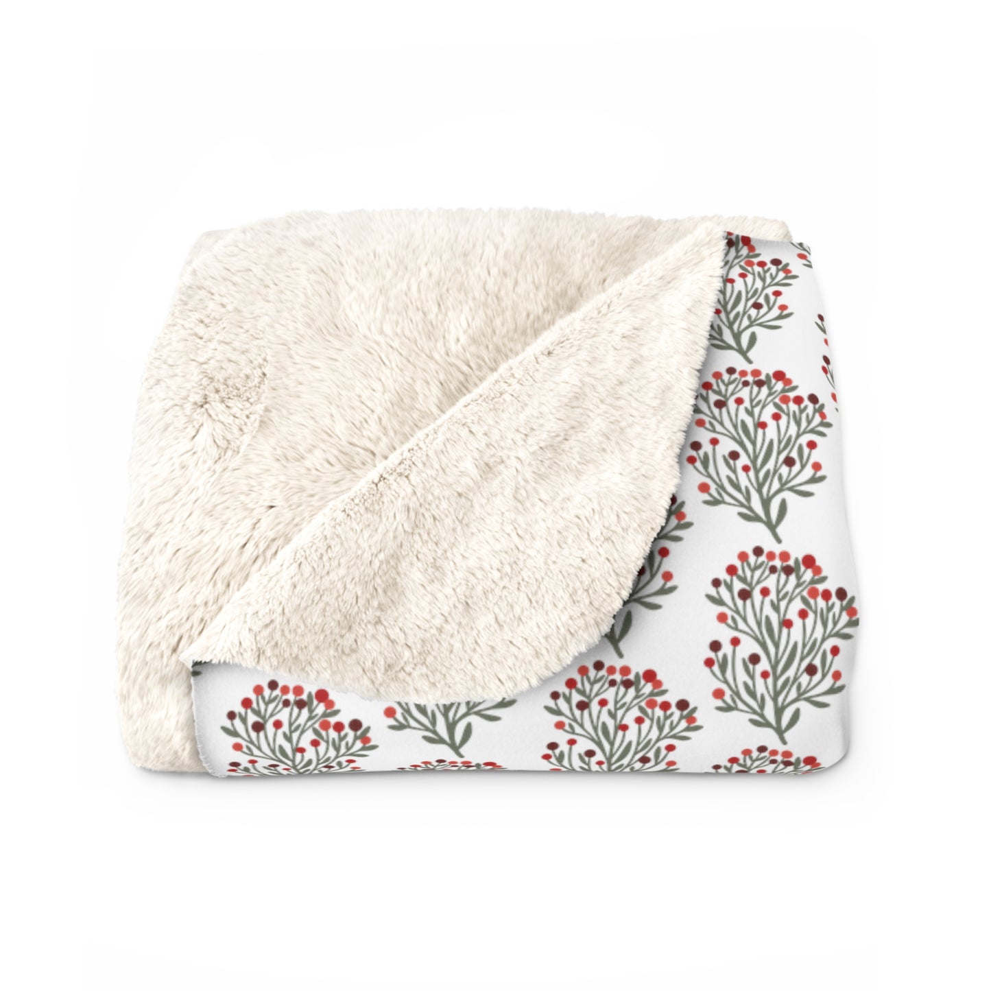 Berry Sprig Sherpa Fleece Blanket