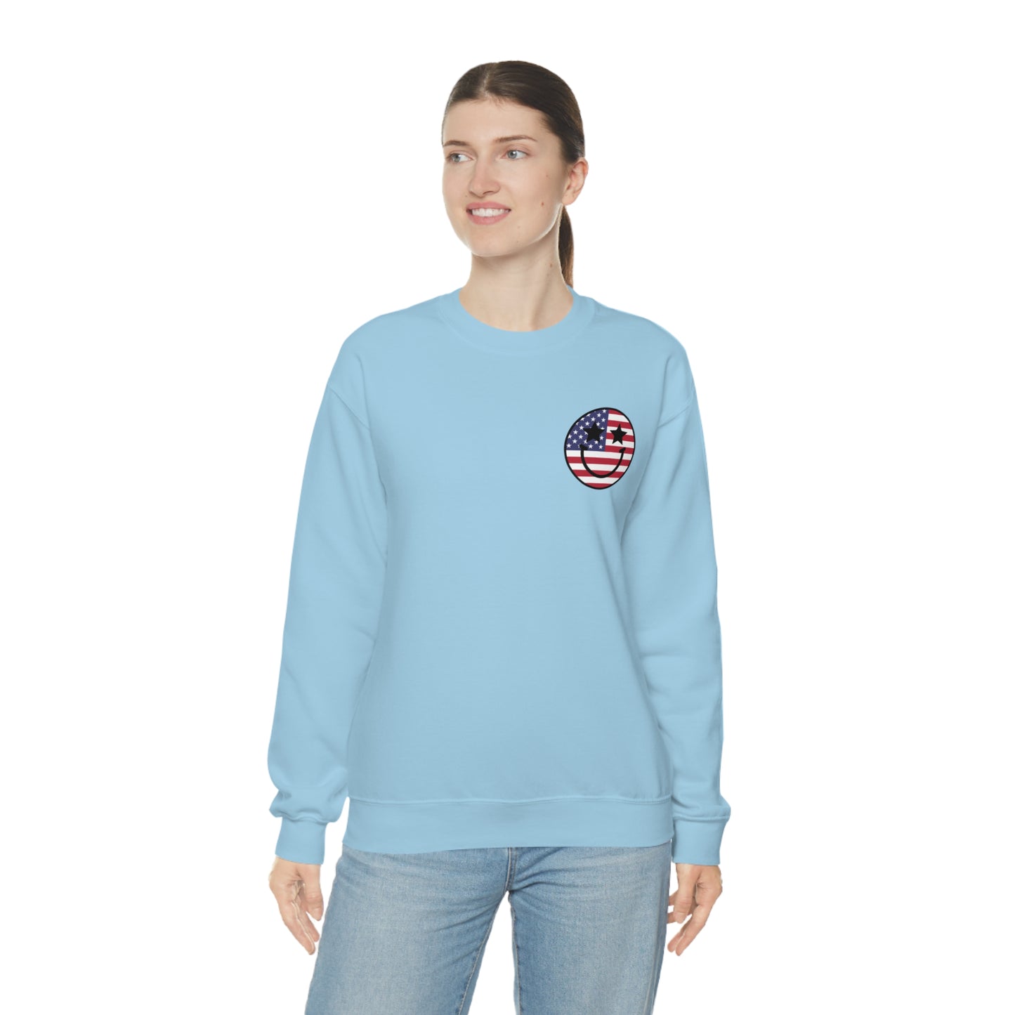 "Jesus Christ and Stars and Stripes" (Front & Back Design) - Unisex Heavy Blend™ Crewneck Sweatshirt