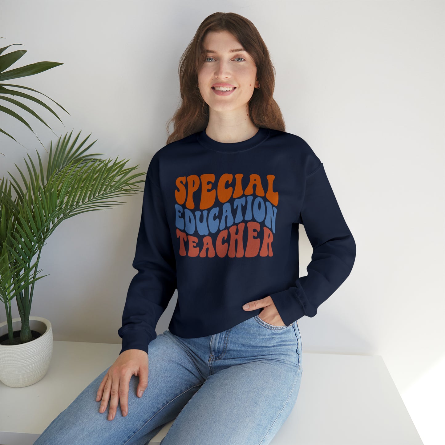 Retro Warm Colored Special Education Teacher Unisex Heavy Blend™ Crewneck Sweatshirt