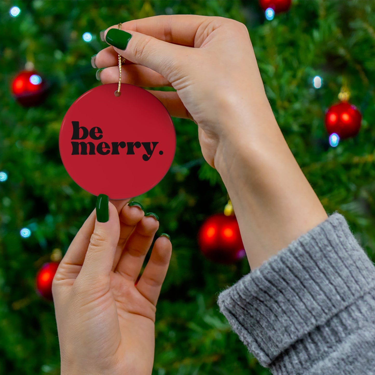 be merry Christmas Holiday Ceramic Ornament