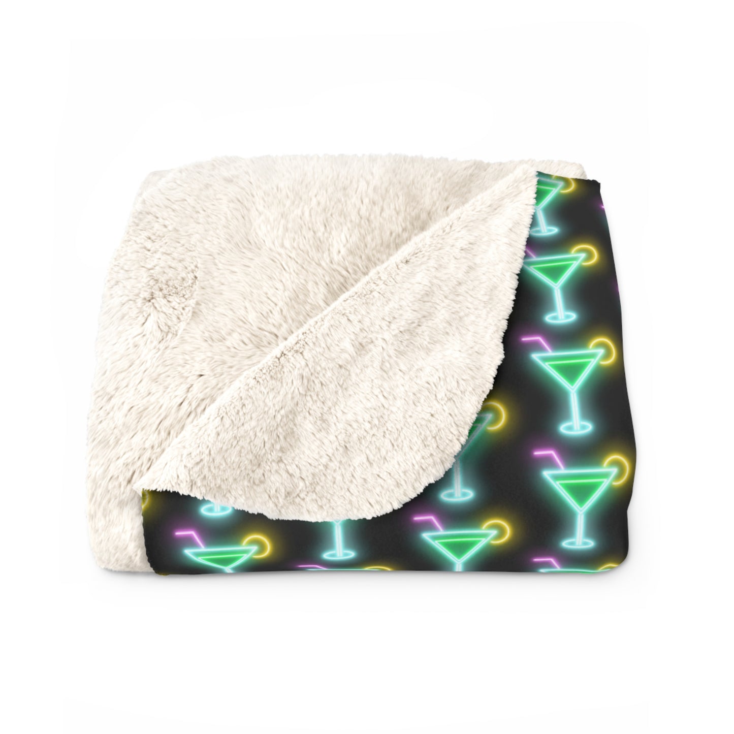 Party Birthday Drink Neon Cocktail Pattern Design Sherpa Fleece Blanket