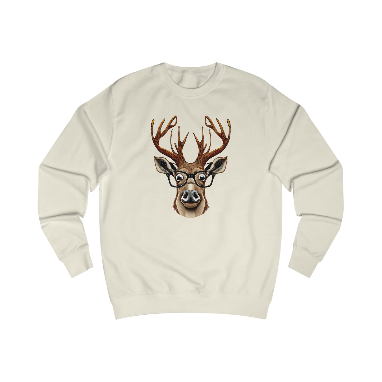 Deer / Reindeer Head with Glasses Christmas/ Hunting Season Unisex Heavy Blend™ Crewneck Sweatshirt - Red Print