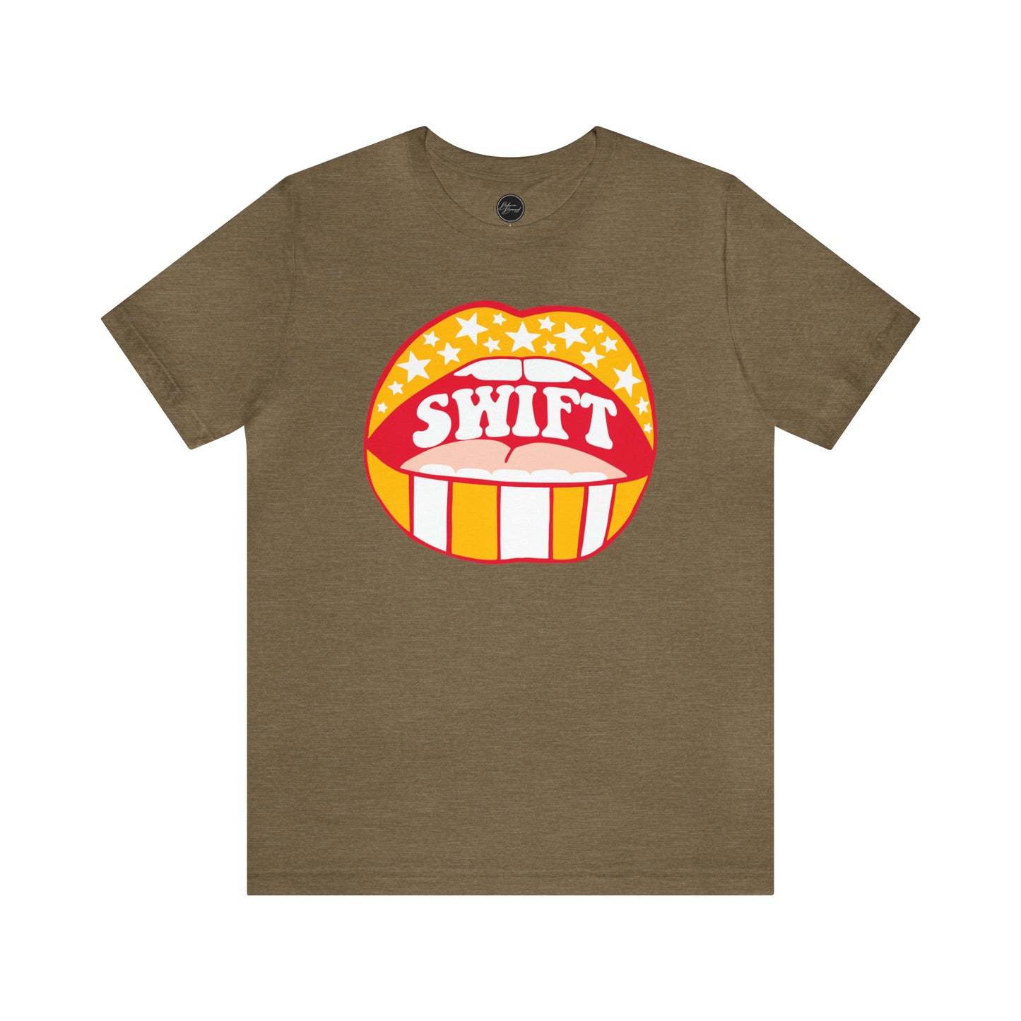 Swift Red, Yellow and White Lips Bella Jersey Short Sleeve Tee (Unisex)