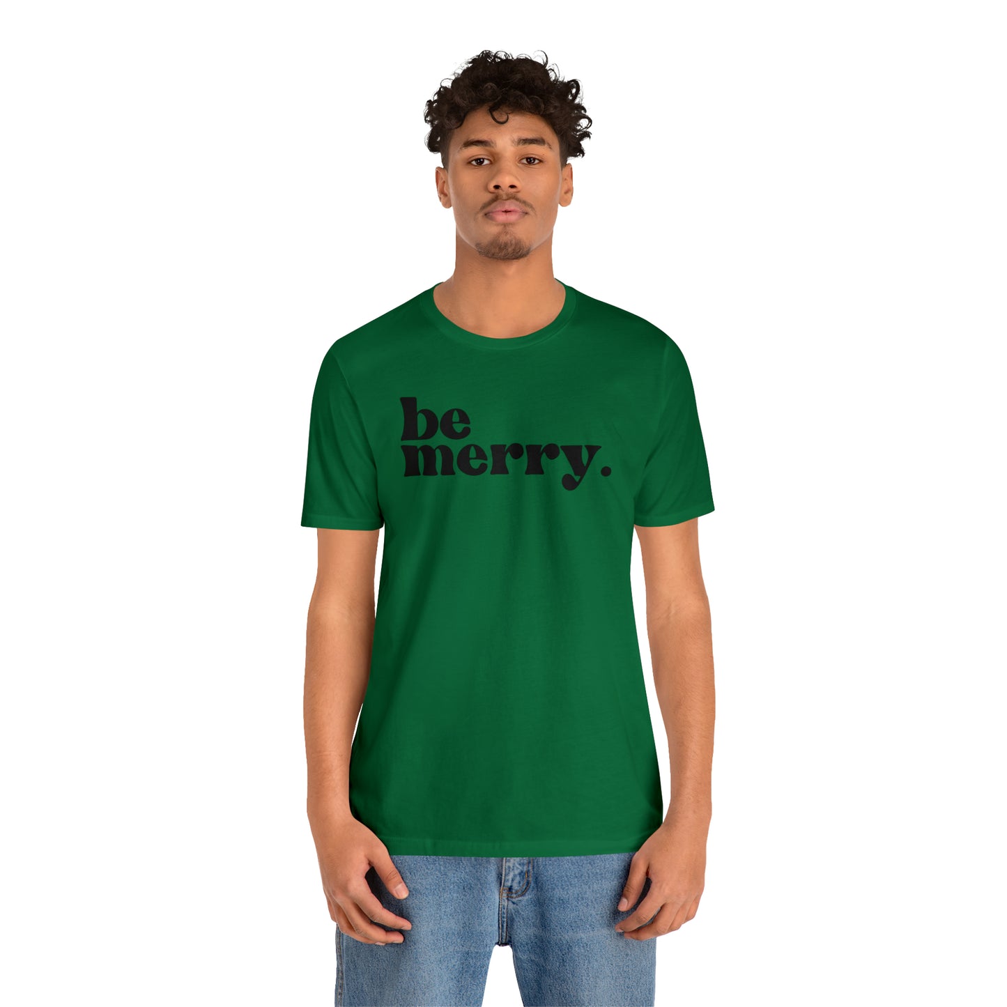 Be Merry Christmas/ Holiday Bella Jersey Short Sleeve Tee (Unisex)