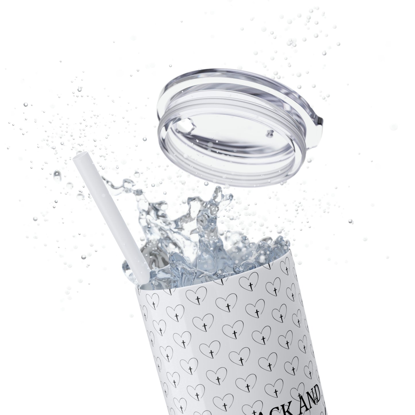 Look Back and Thank God Look Forward and Trust God Christian Skinny Tumbler with Straw, 20oz