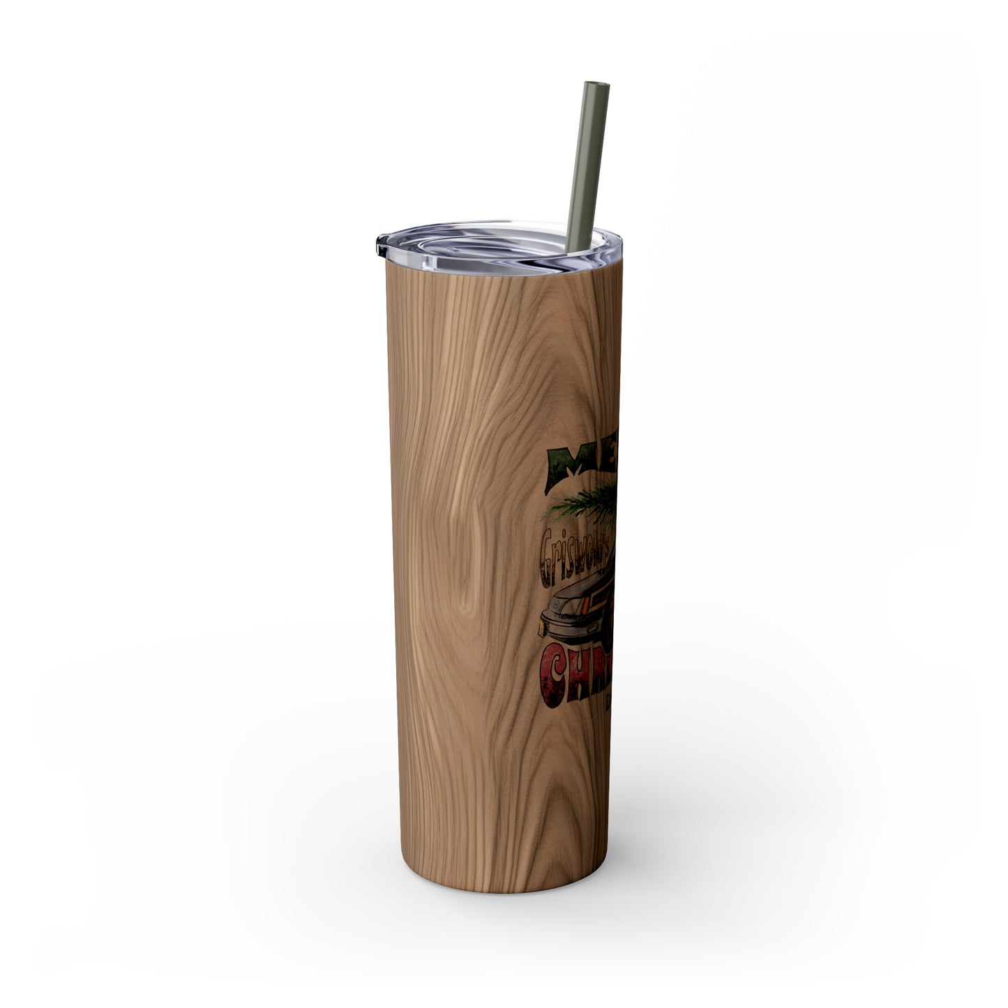 Distressed Merry Griswold's Christmas Tree Station Wagon Skinny Tumbler with Pick your Color Straw, 20oz