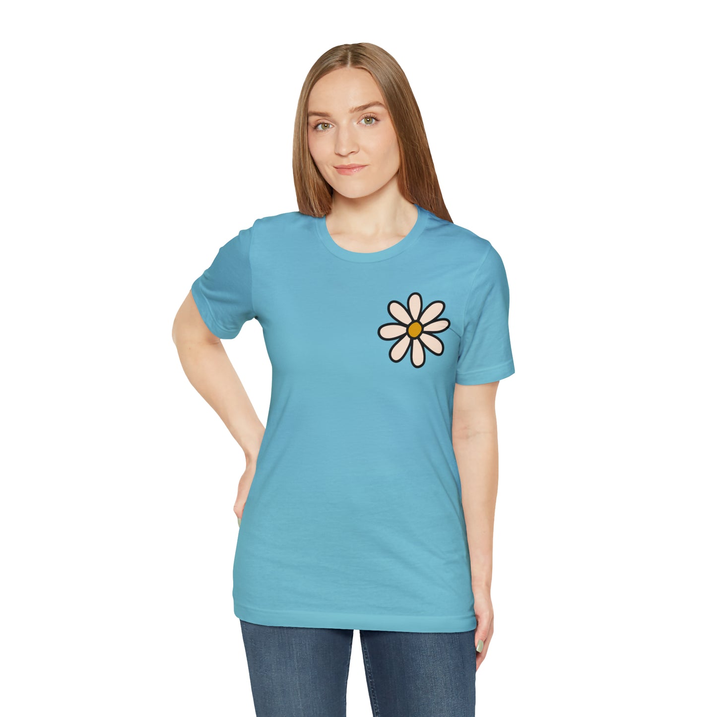 Distressed Daisy Love Like Jesus - Front and Back Design - T-Shirt