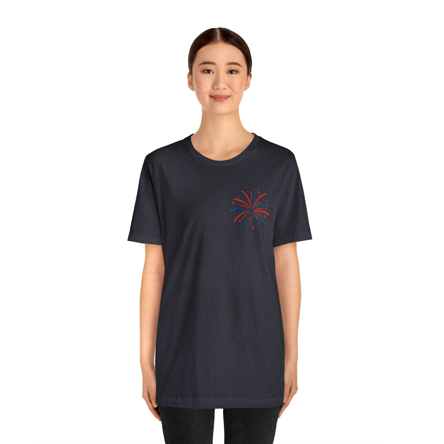 "Land of the Free Because of the Brave" Unisex Jersey Short Sleeve Tee (Front and Back Design)