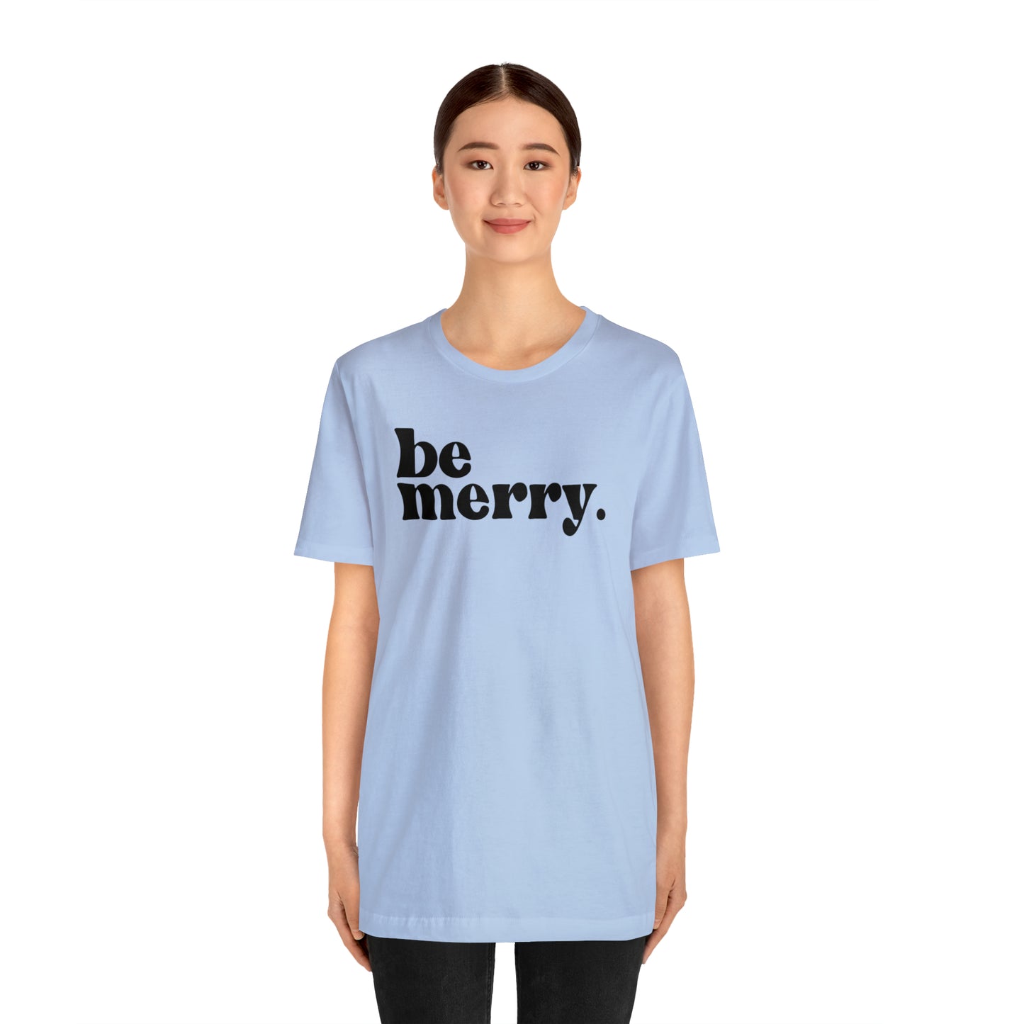 Be Merry Christmas/ Holiday Bella Jersey Short Sleeve Tee (Unisex)