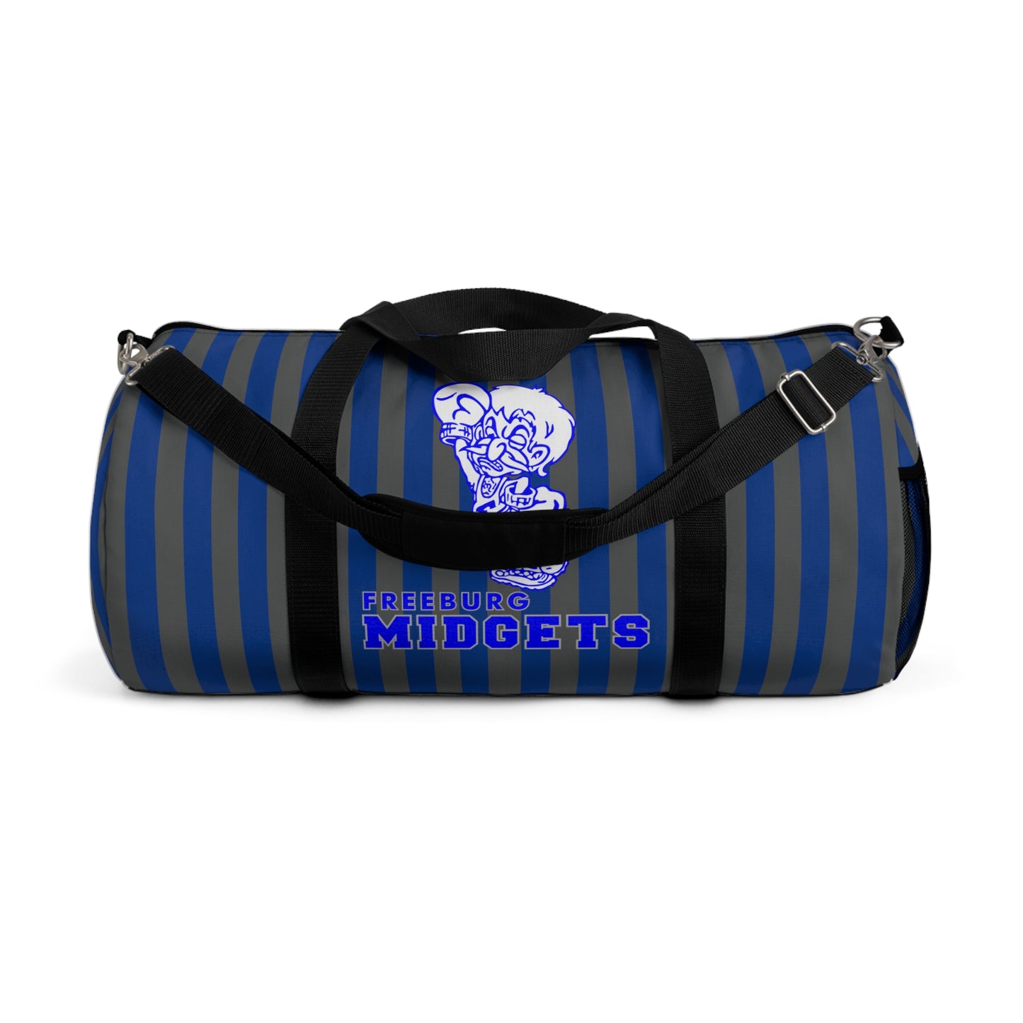 Freeburg Midgets Blue and Gray Striped Duffel Bag