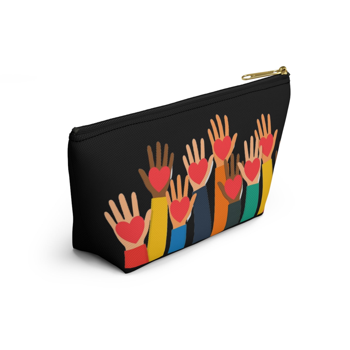 Hearts Hands and Love Print Design Accessory Pouch w T-bottom