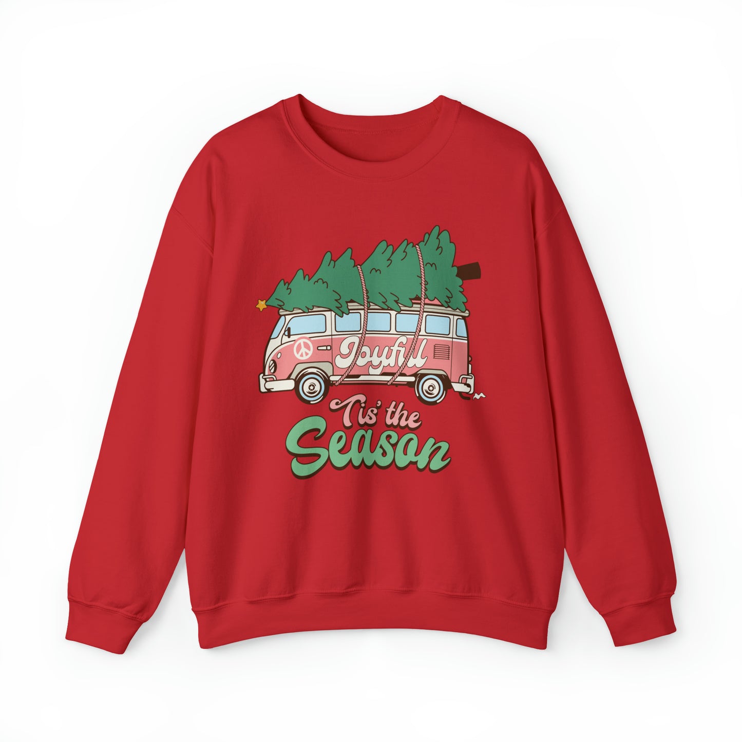 Tis the Season Retro Christmas Van Unisex Heavy Blend™ Crewneck Sweatshirt