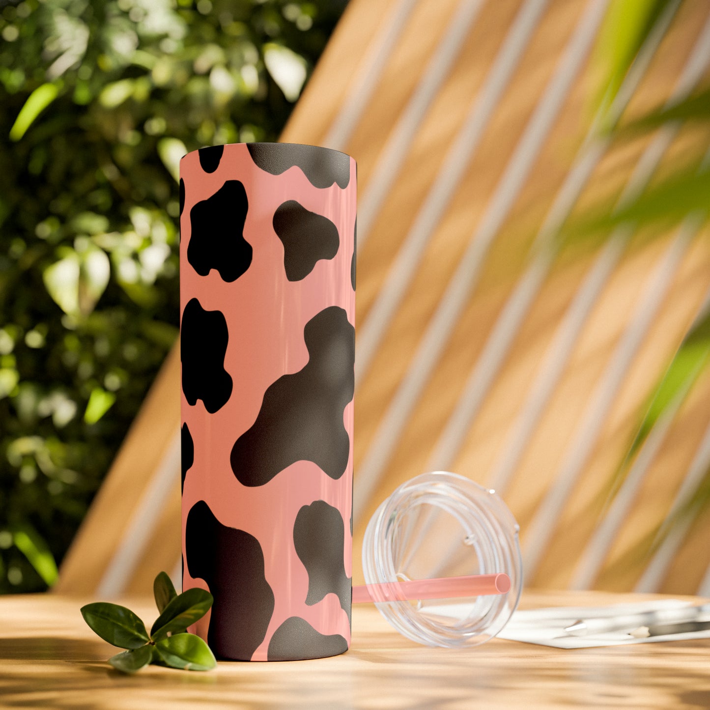 Country Cow Print Skinny Tumbler with Straw, 20oz