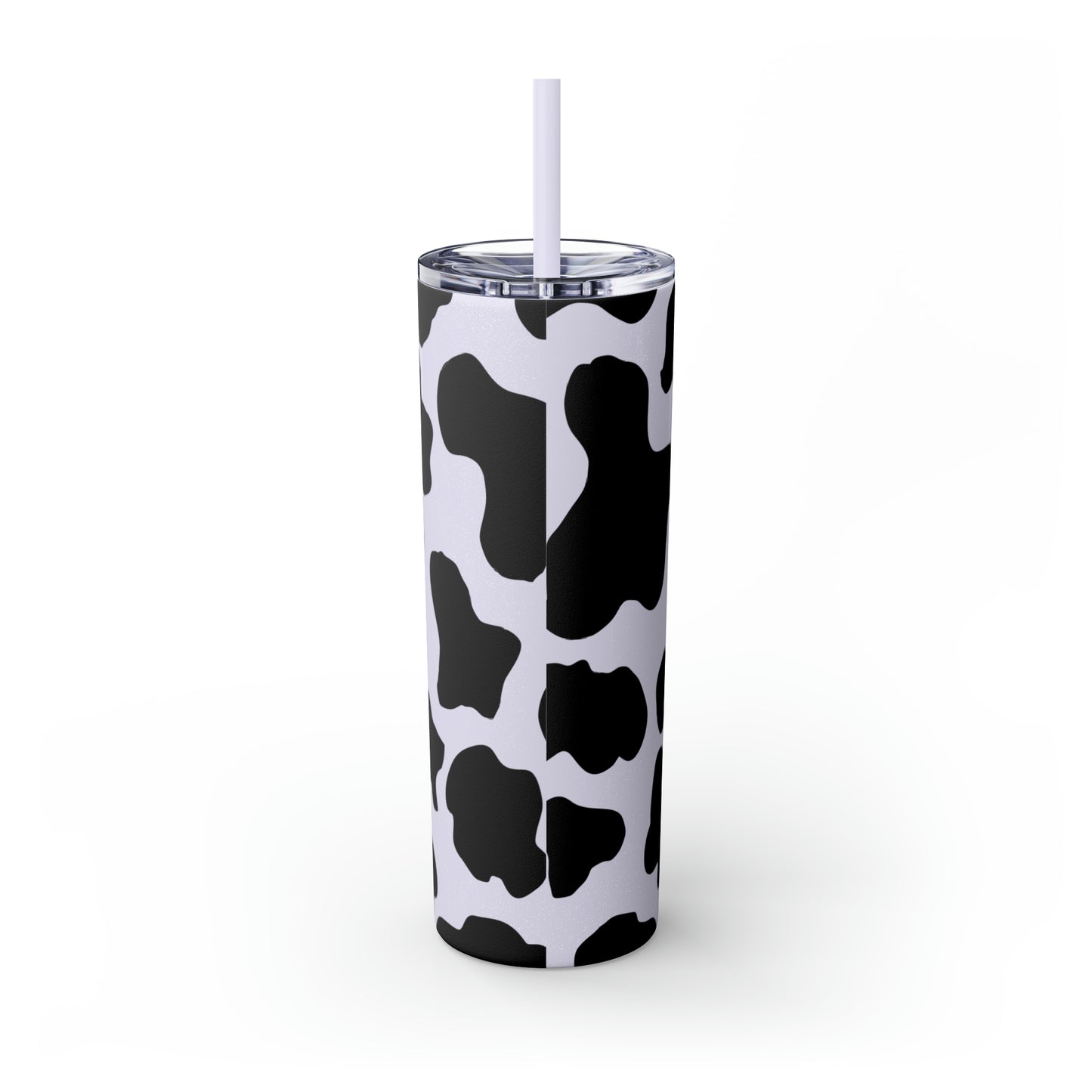 Country Cow Print Skinny Tumbler with Straw, 20oz