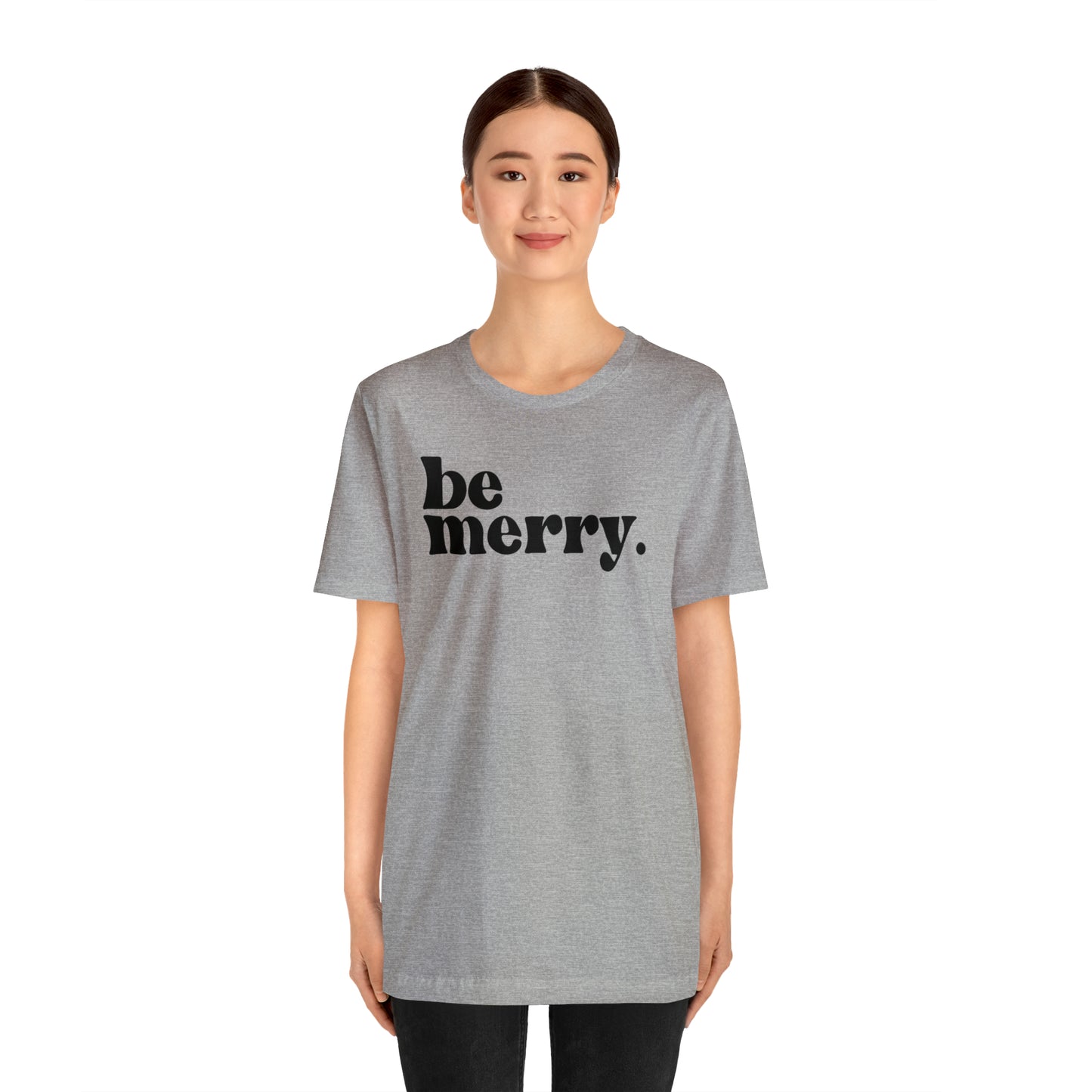 Be Merry Christmas/ Holiday Bella Jersey Short Sleeve Tee (Unisex)