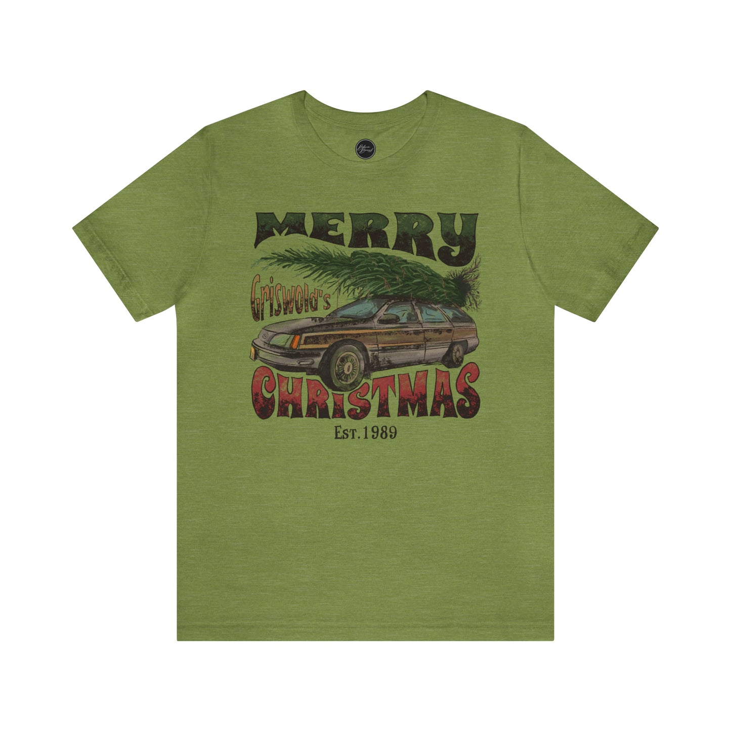 Distressed Griswold's Christmas Tree Station Wagon Holiday Bella Jersey Short Sleeve Tee (Unisex)