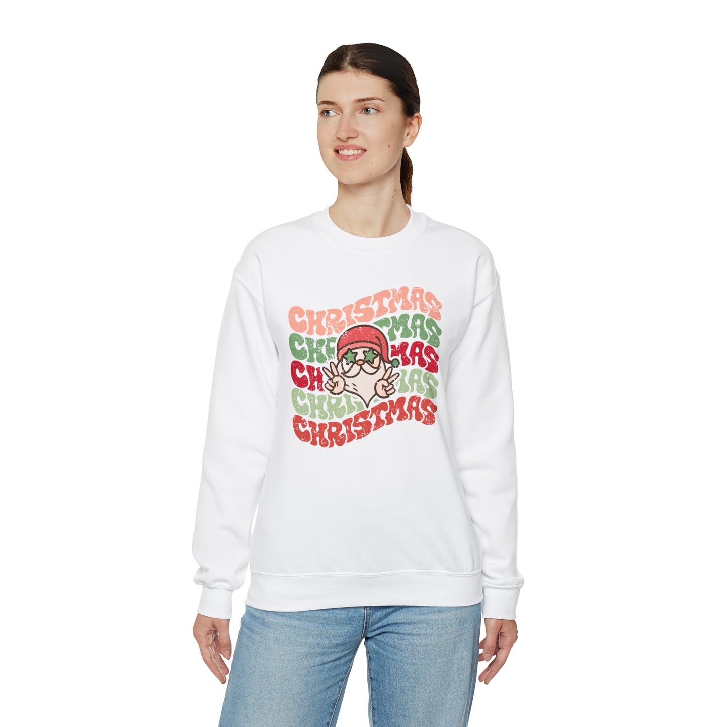 Distressed Christmas Christmas Christmas Christmas Santa Claus Unisex Heavy Blend™ Crewneck Sweatshirt
