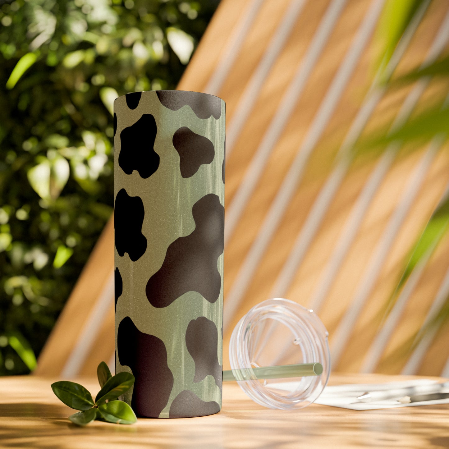 Country Cow Print Skinny Tumbler with Straw, 20oz