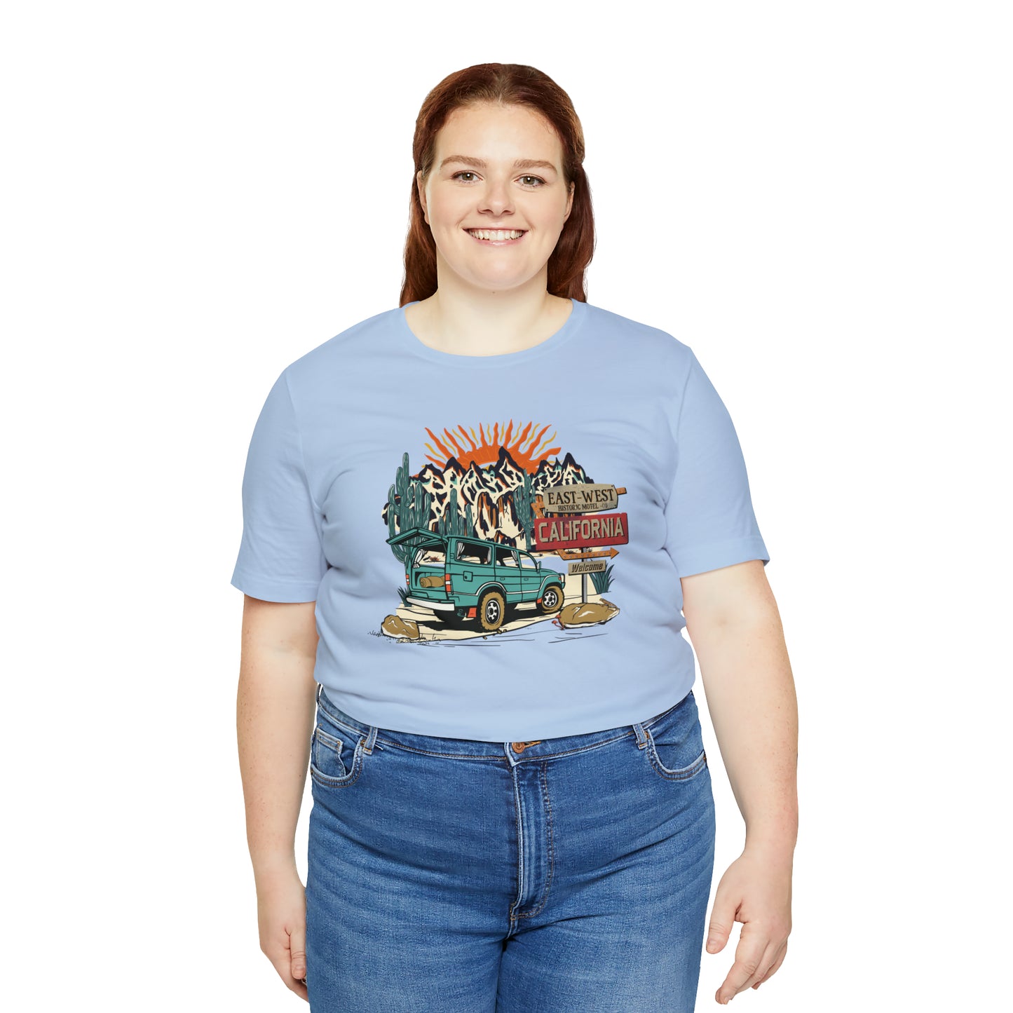 Vintage Mountain Scene with Bronco Unisex Jersey Short Sleeve Tee