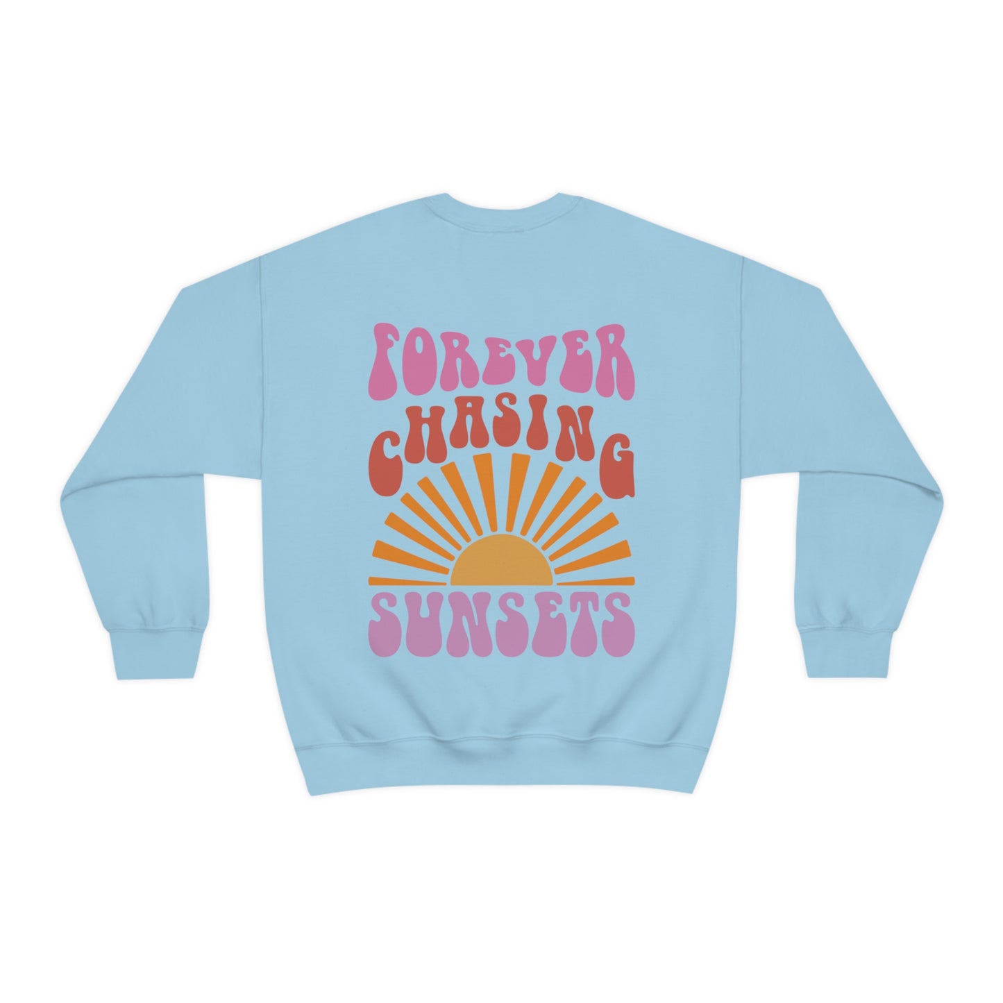 "Forever Chasing Sunsets" (Front & Back Design) - Unisex Heavy Blend™ Crewneck Sweatshirt