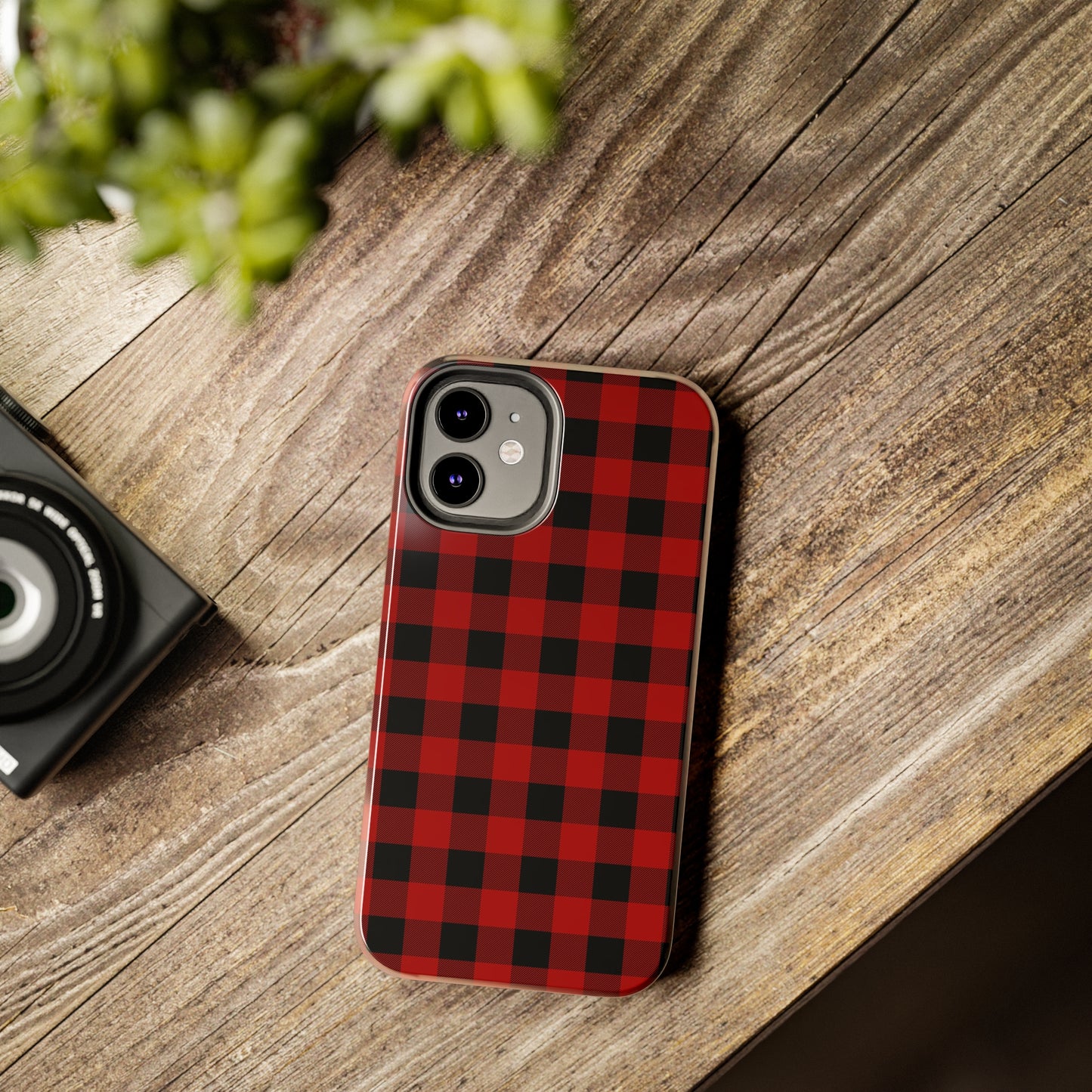 Red and Black Plaid Tough Phone Cases