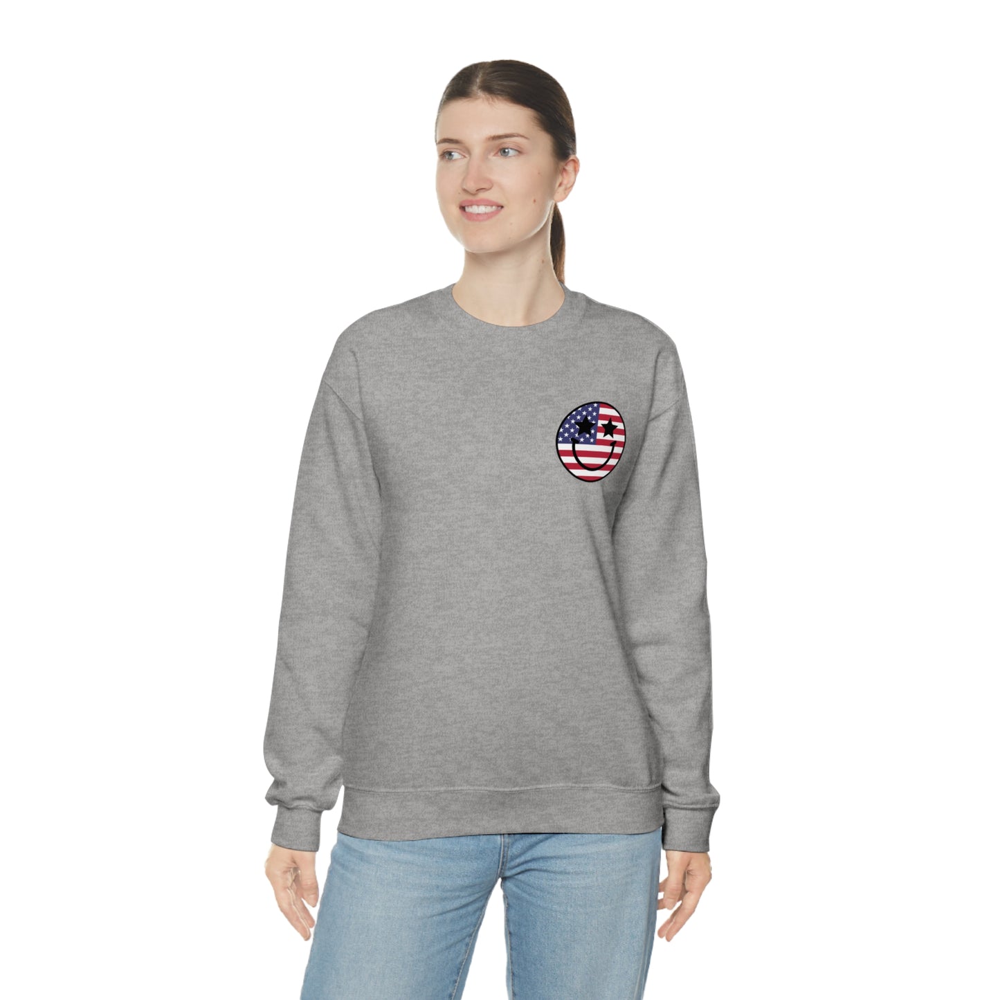"Jesus Christ and Stars and Stripes" (Front & Back Design) - Unisex Heavy Blend™ Crewneck Sweatshirt
