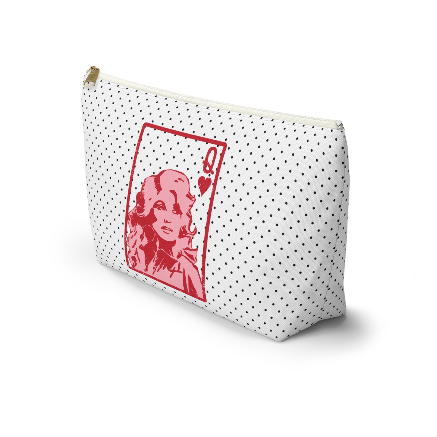 Dolly Queen of Hearts Polka Dot Design Valentine Accessory Pouch w T-bottom