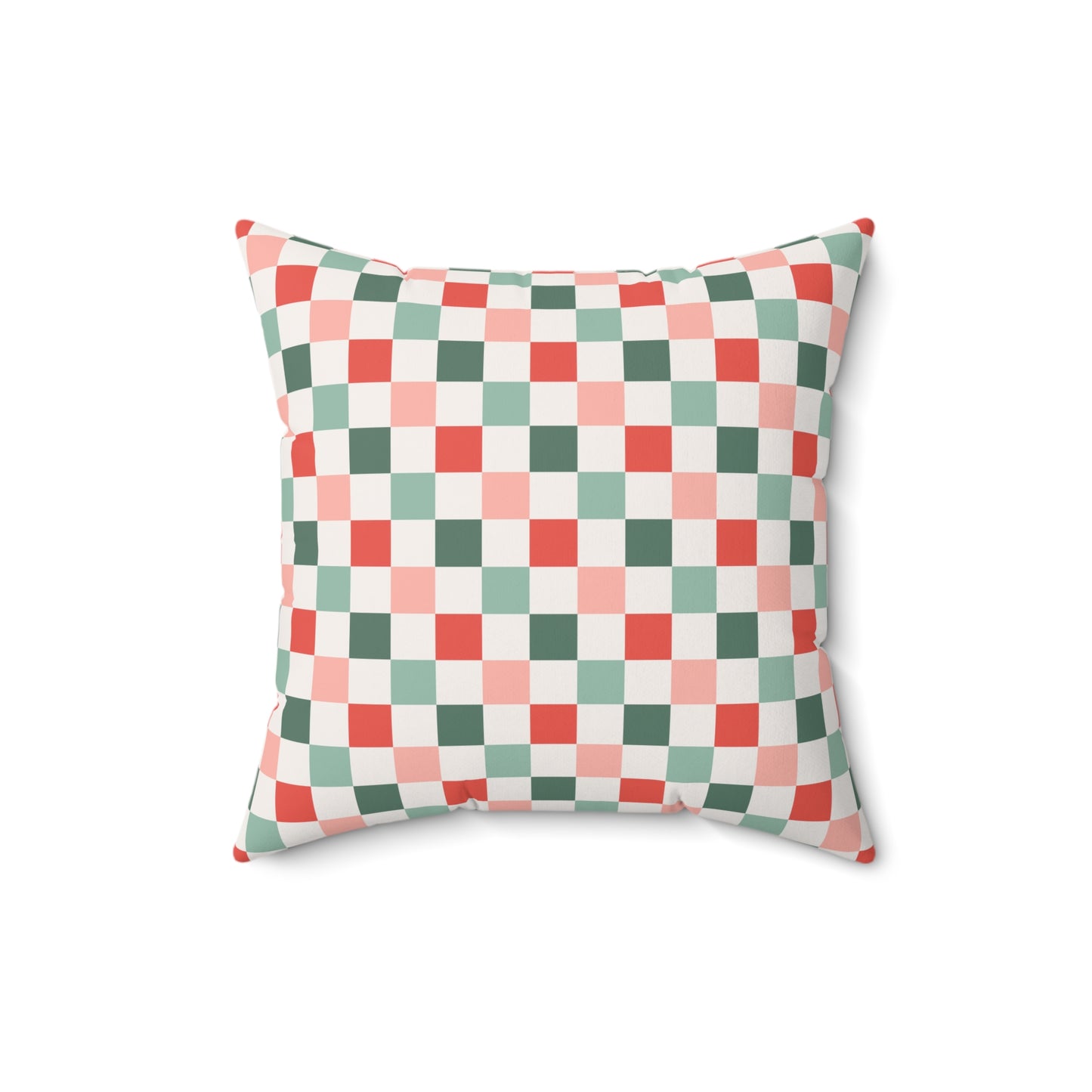 Boho Christmas Checkerboard / Holiday Polyester Square Pillow