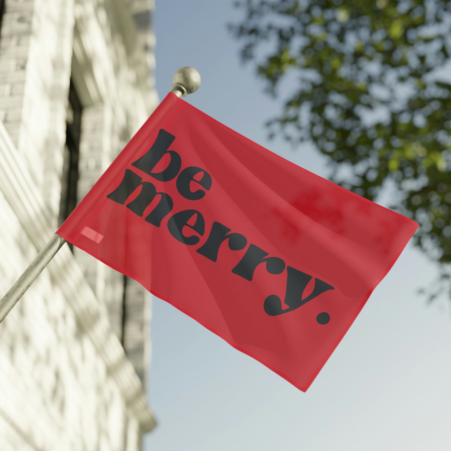be merry Christmas Holiday Wooden Print Flag - Red